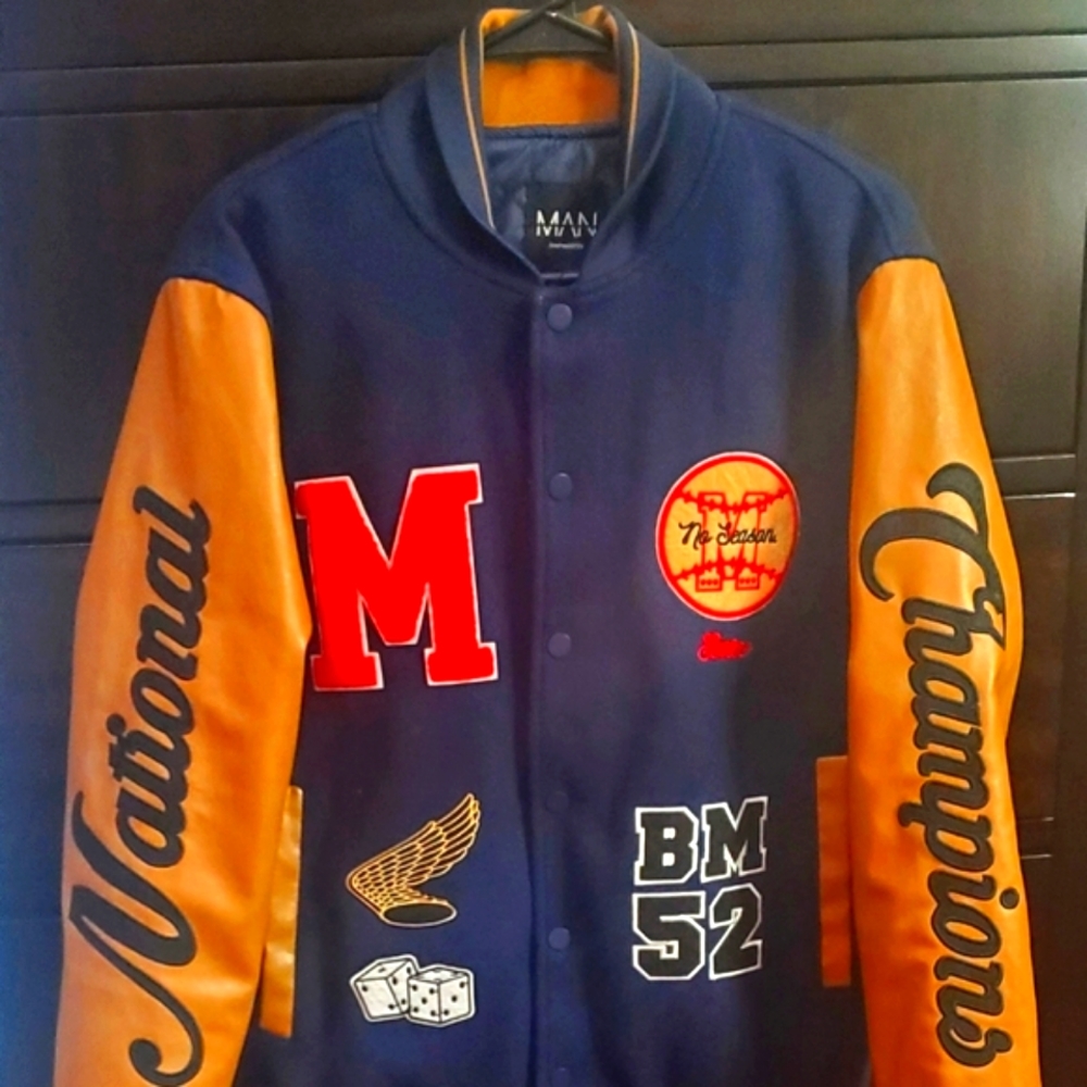 Boohooman Letterman Jacket, Size XS